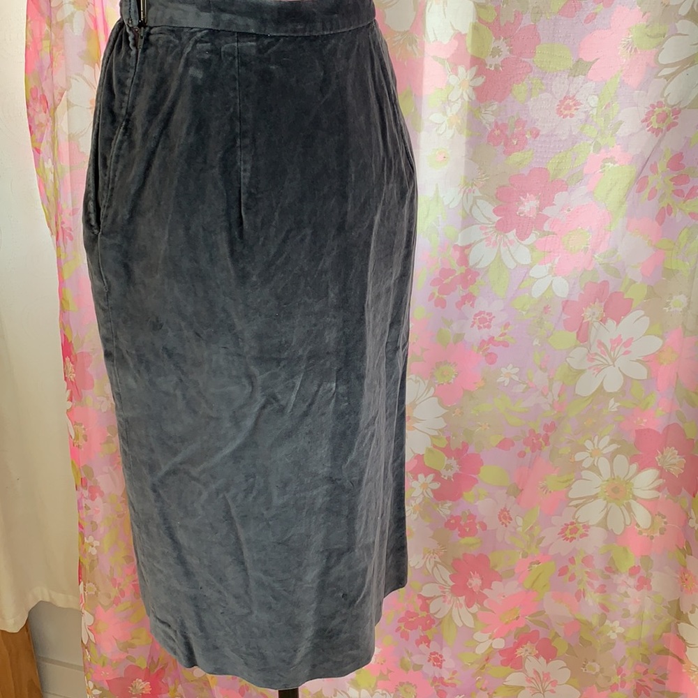 Vintage grey velvet pencil skirt - Picture 4 of 4